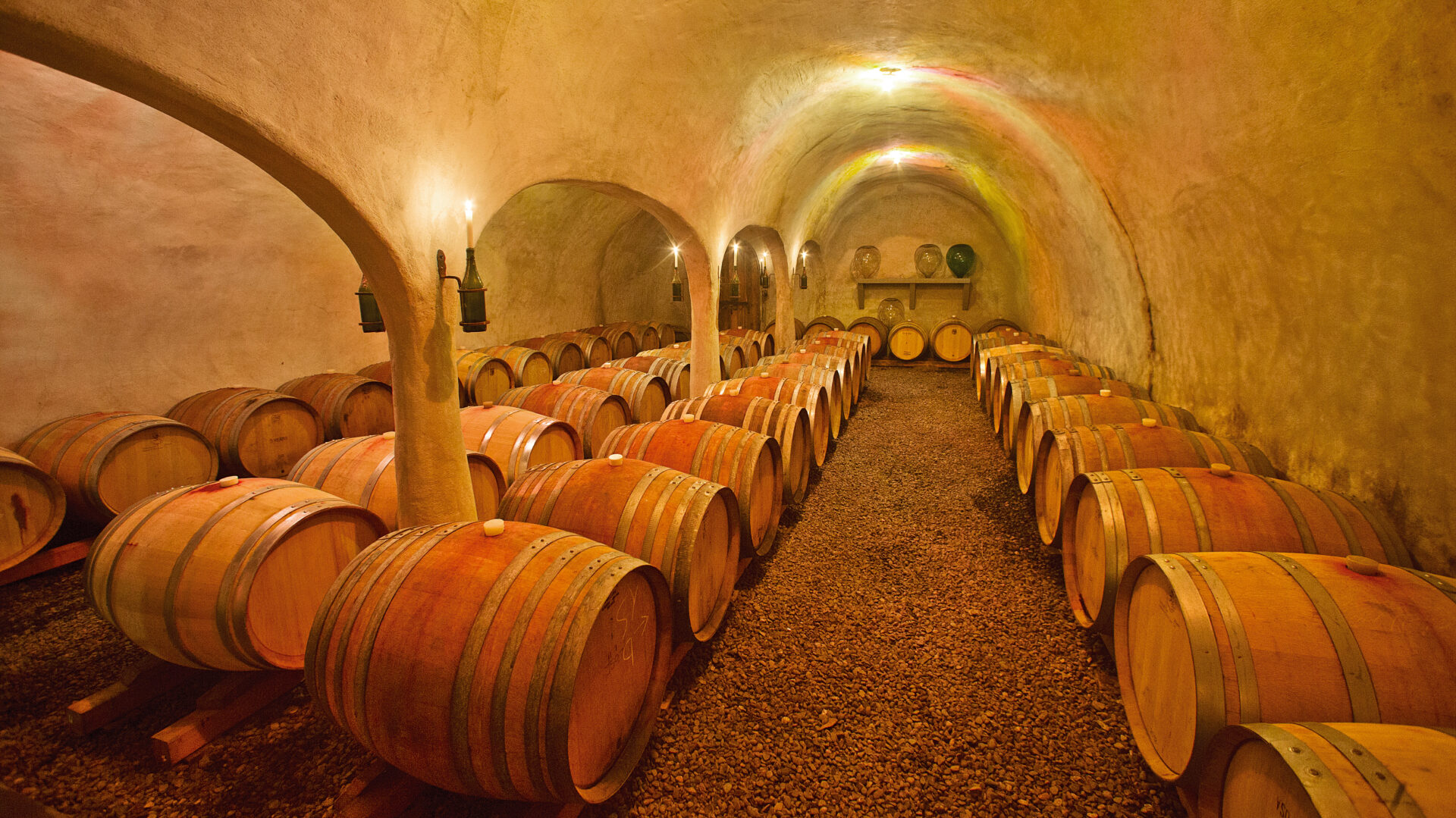 Alfred Eames Cellars, Paonia, Colorado, barrels of wine in cellar